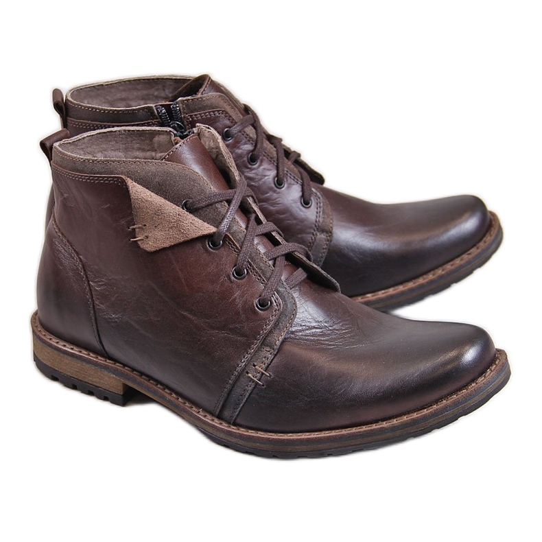 Botas quentes de couro marrom de homem Gregor castanho