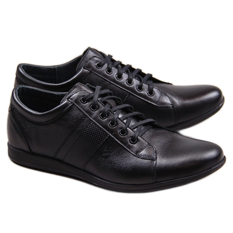 Sapatos casuais de couro masculino preto Gregor 2063