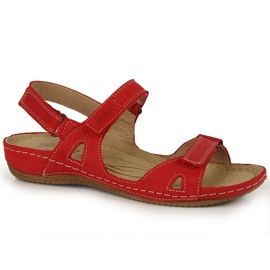 Sandálias femininas de couro vermelho Helios 205 com velcro