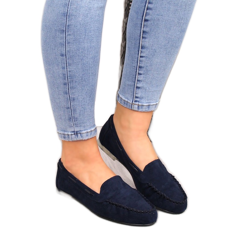 Mocassim feminino de camurça azul marinho Sergio Leone