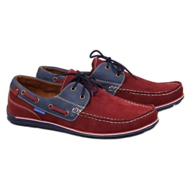 Mocassins casuais masculinos de couro borgonha Gregor vermelho