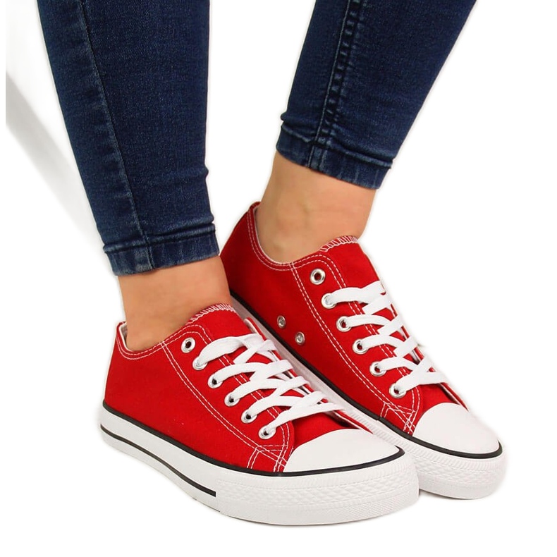 Red Atletico Tênis cano baixo têxtil vermelho