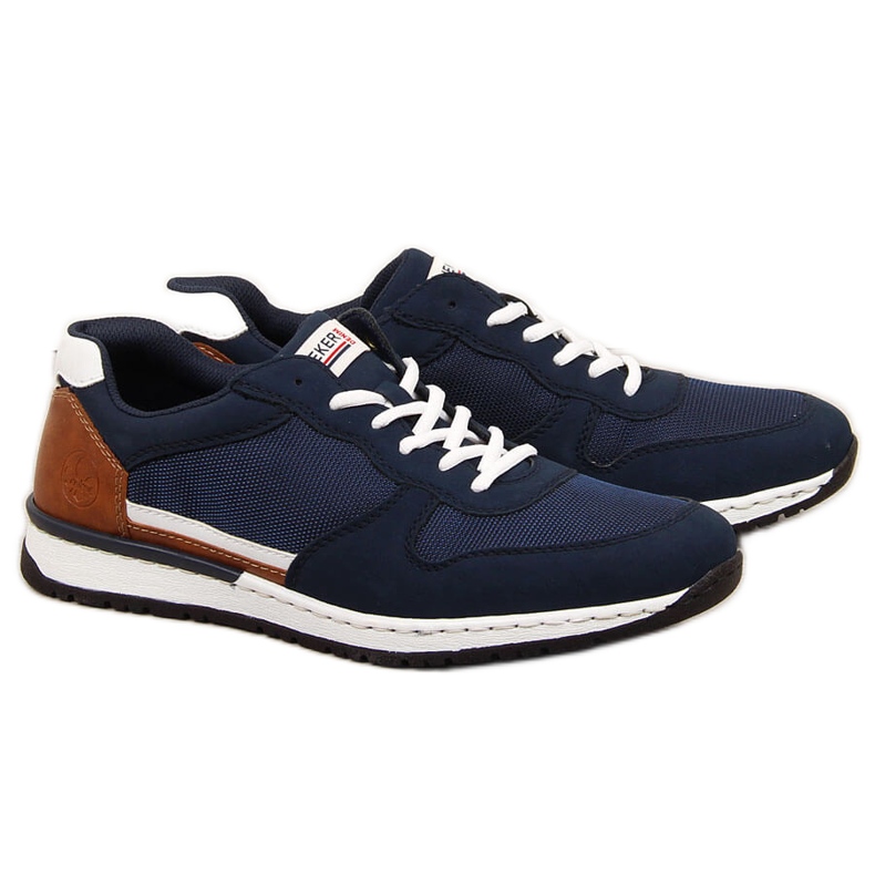 Sapatos esportivos casuais azuis marinhos masculinos Rieker B5129 azul marinho