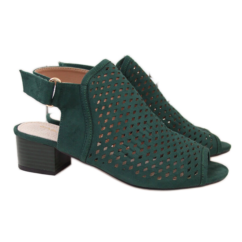 Sandálias femininas verdes vazadas verdes Sabatina