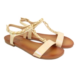 S.Barski Sandálias femininas com corrente holo bege S. Bararski