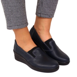 Sapatos de couro feminino confortáveis, azul marinho Helios 349 azul-marinho