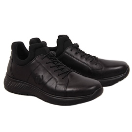 Sapatos casuais masculinos de couro preto Rieker B7694-00