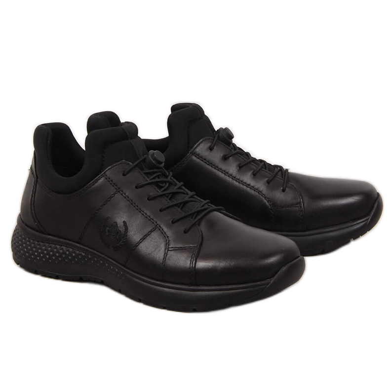 Sapatos casuais masculinos de couro preto Rieker B7694-00