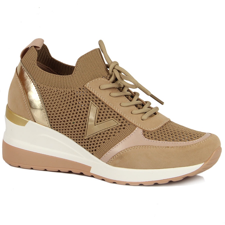 Sapatos de senhora com atacadores, bege Vinceza
