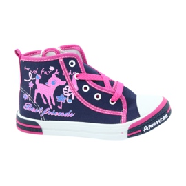 American Club Tênis americano TEN13 azul marinho com zíper rosa