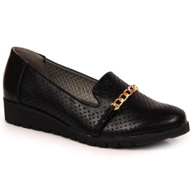 Sapatos femininos vazados com corrente, Jezzi preto