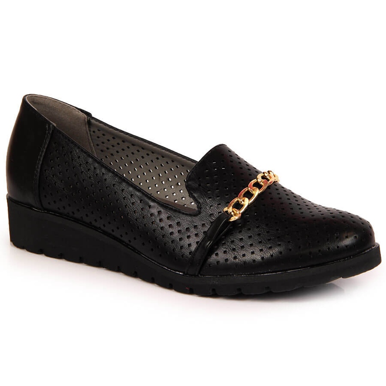 Sapatos femininos vazados com corrente, Jezzi preto