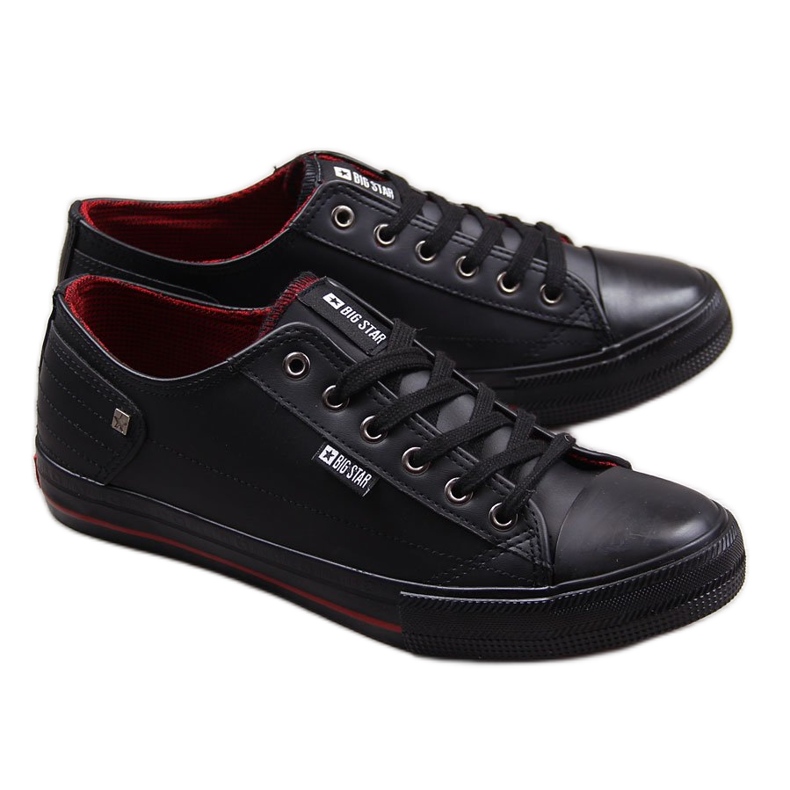 Tênis masculino de couro eco preto Big Star DD174259