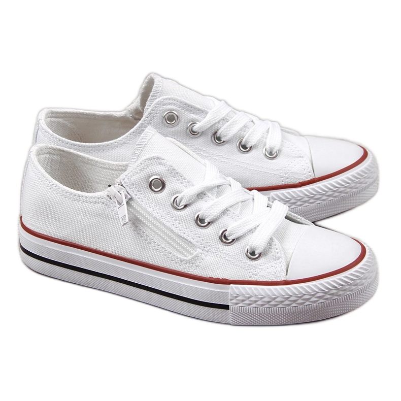 News Tênis baixo infantil com zíper, branco NOTÍCIAS