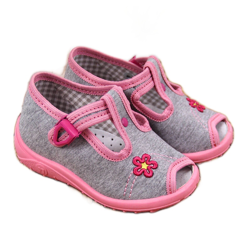 Chinelos de menina, sandálias, casa cinza Nazo rosa