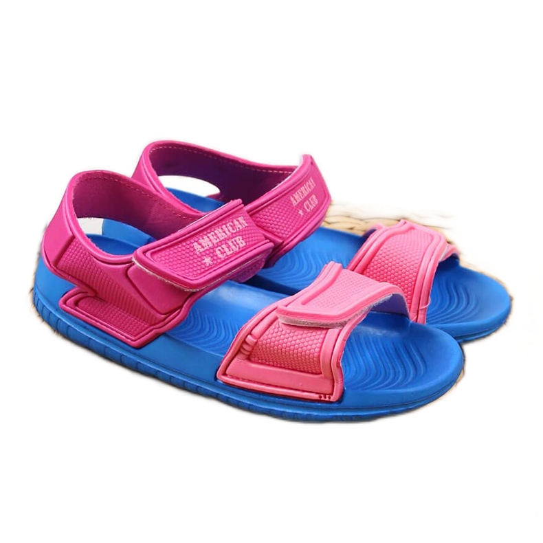 Sandálias de espuma de velcro American Club para meninas rosa