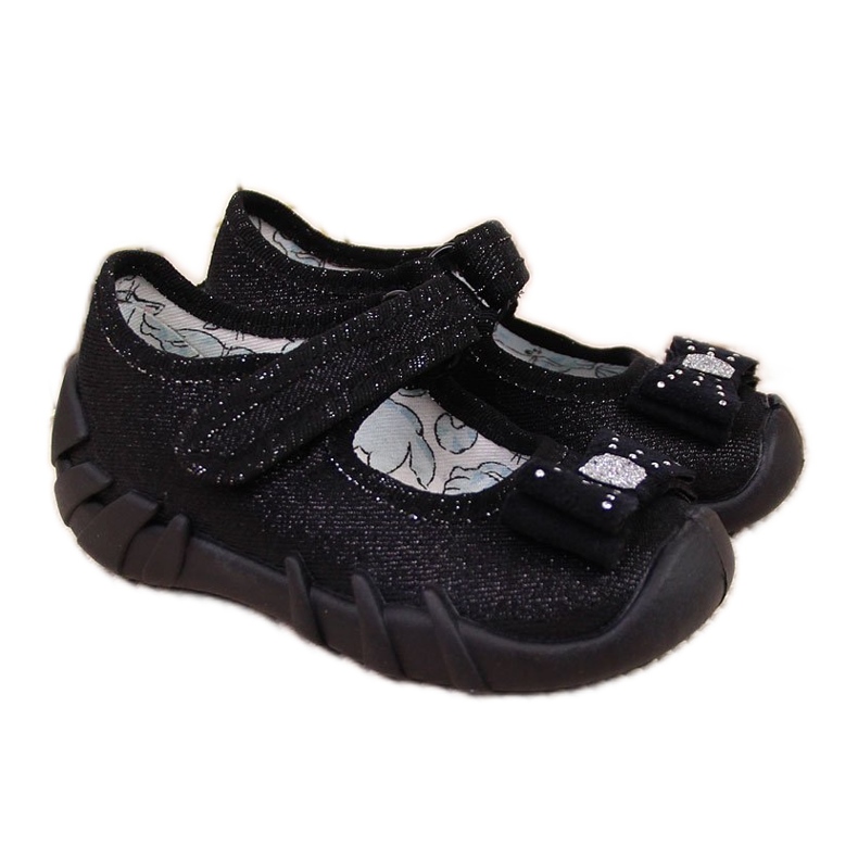 Sapatilhas de menina Befado pretas com velcro preto