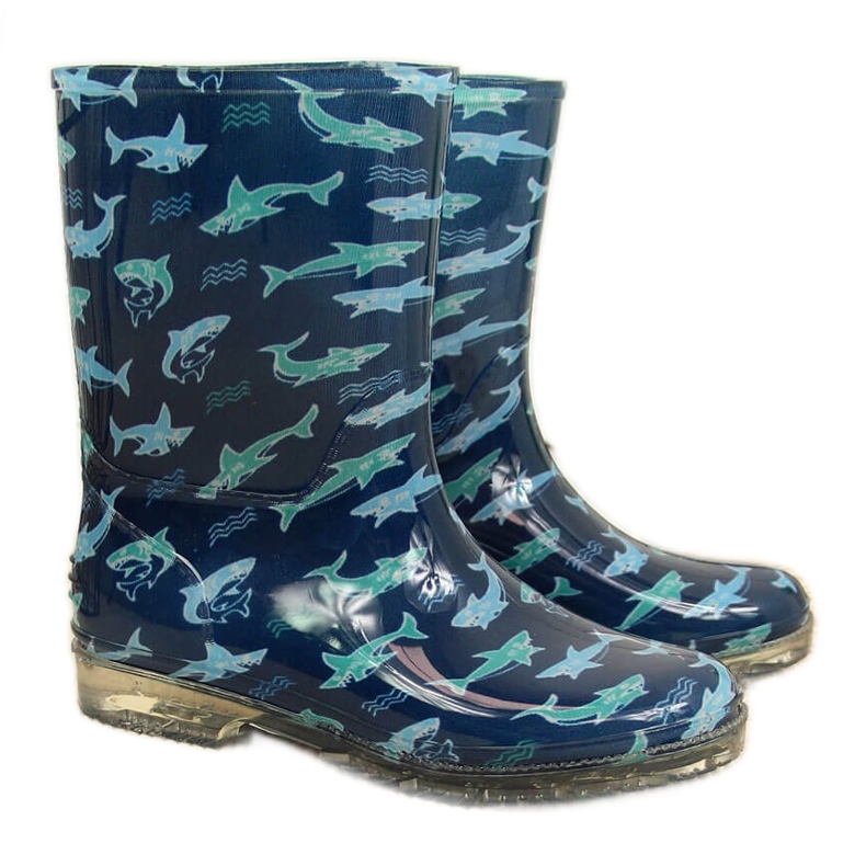 T.Sokolski Galochas dos meninos com tubarões azuis marinhos por T. Sokolski azul