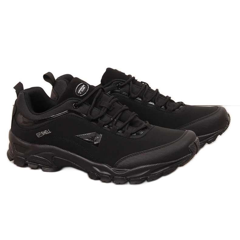 Sapatos de trekking masculinos Black American Club impermeáveis preto