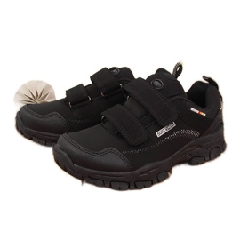 Sapatos de trekking para crianças à prova d'água Black American Club à prova d'água com velcro preto
