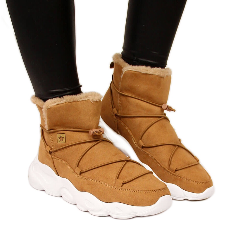 Botas de neve femininas camelo Big Star II274266 castanho