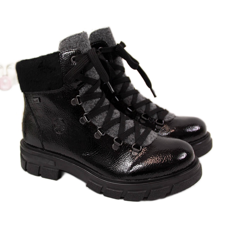 Botas isolantes lacadas pretas de mulher Rieker Z9132-00 preto