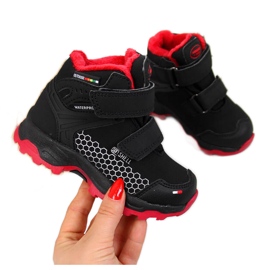 Botas de neve de menino pretas com velcro à prova de água American Club preto