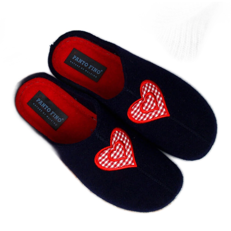 Chinelos femininos de feltro azul marinho Panto Fino