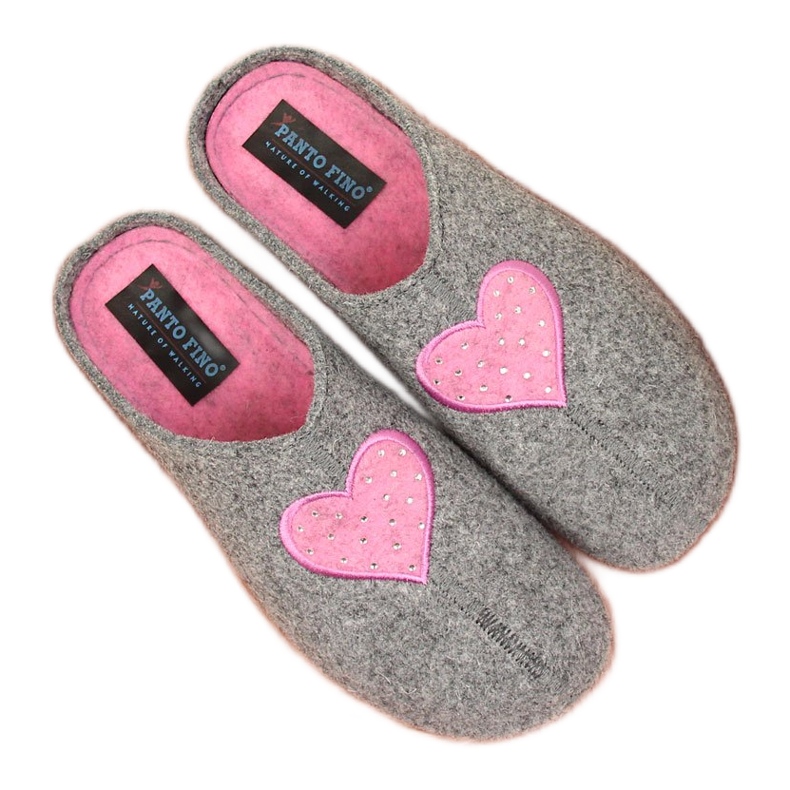 Chinelos home femininos com feltro cinza Panto Fino
