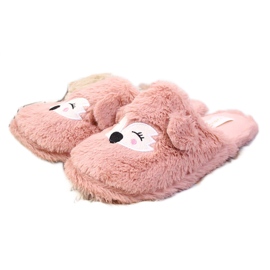 Chinelos de pele de mulher com orelhas rosa Cloxx