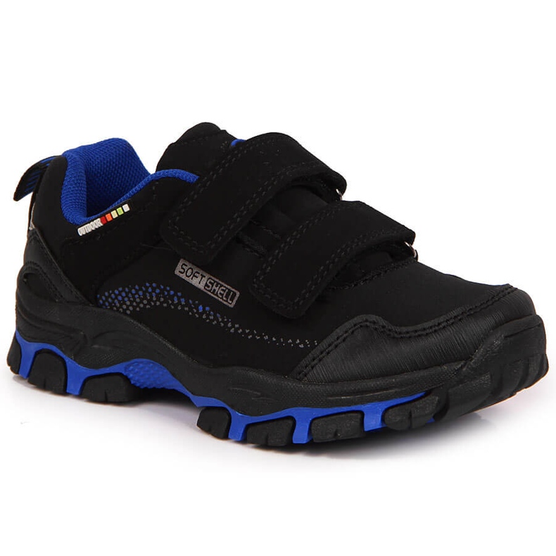 Tênis de trekking infantil, velcro, preto e azul, American Club