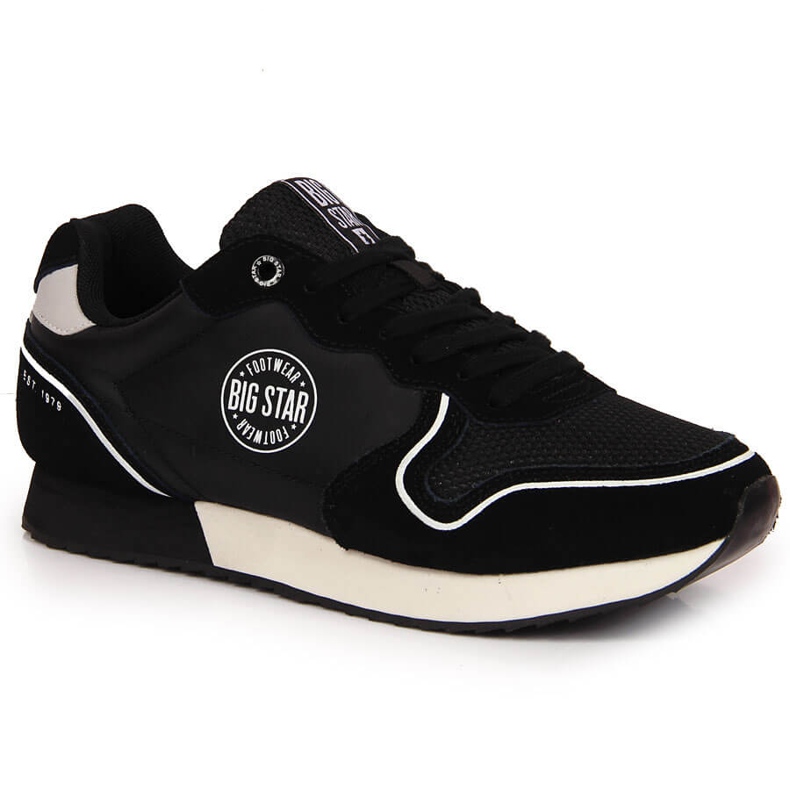 Sapatos esportivos de couro preto masculino Big Star JJ174140