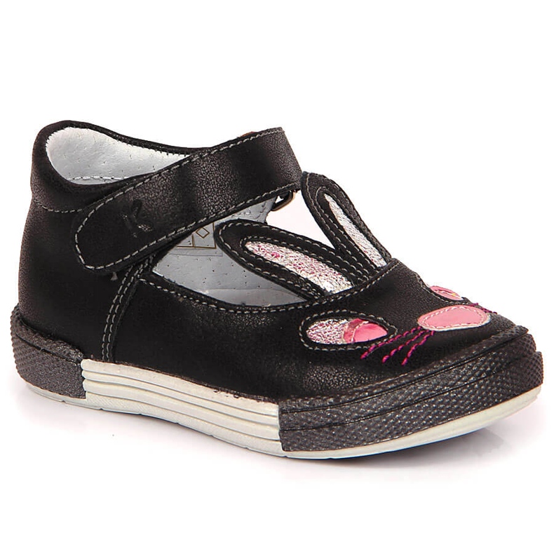 Sapatos de menina coelhinhos com velcro Kornecki 6480 preto