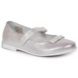 Bailarinas de comunhão com velcro prateado Kornecki 6493 prata