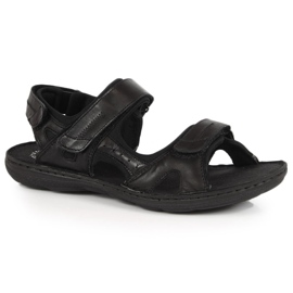 Sandálias pretas em pele de homem com fecho de velcro Łukbut 991 preto Sandálias pretas em pele de homem com fecho de velcro Łukbut 991 preto