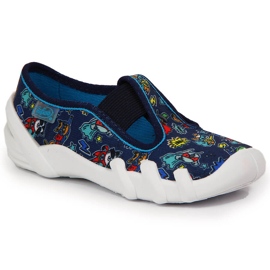 Chinelos de menino para jardim de infância nos elásticos Befado azul marinho Chinelos de menino para jardim de infância nos elásticos Befado azul marinho