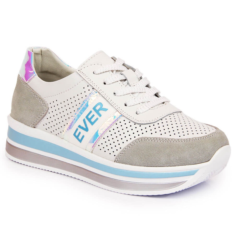 Sapatos de couro com plataforma holo em branco Filippo cinza