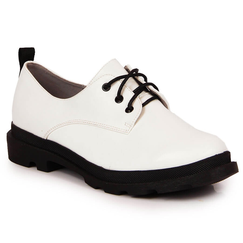 S.Barski Sapatos de senhora com atacadores, branco S. Barski