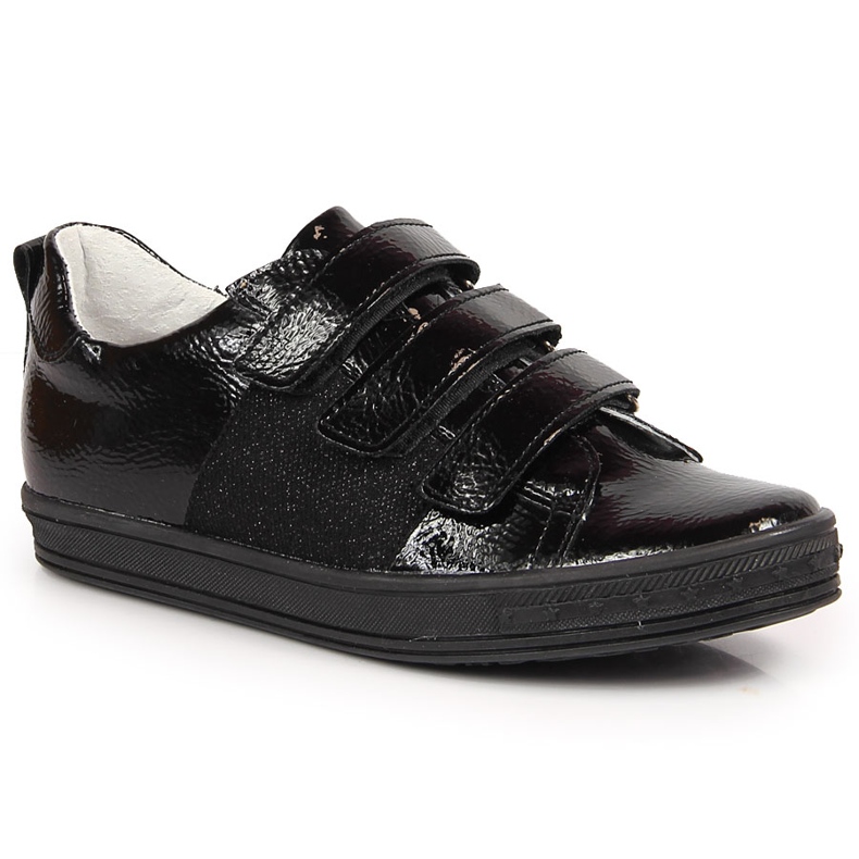 Sapatos de menina, velcro envernizado, preto Kornecki 6286