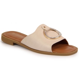 Chinelos femininos bege enfeite Potocki