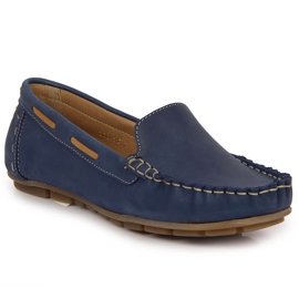 Mocassim feminino de couro azul marinho Helios 398 azul-marinho