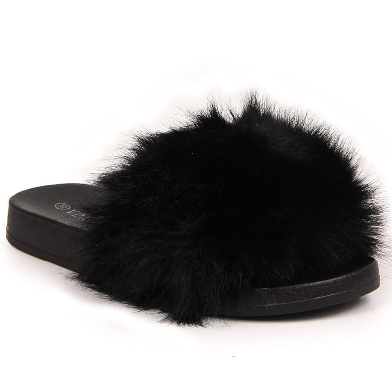Chinelos de mulher pretos Vinceza peludos