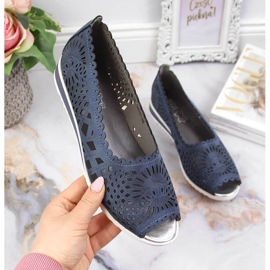 Sapatos femininos vazados, biqueira aberta, azul marinho Jezzi azul-marinho