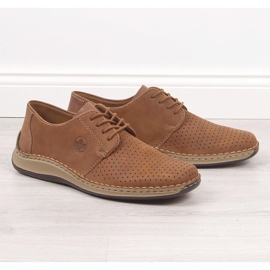 Sapatos de couro marrons vazados para homens Rieker 05226-24 marrom