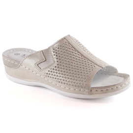 S.Barski Chinelos femininos de couro com cunha dourada S. Barski dourado