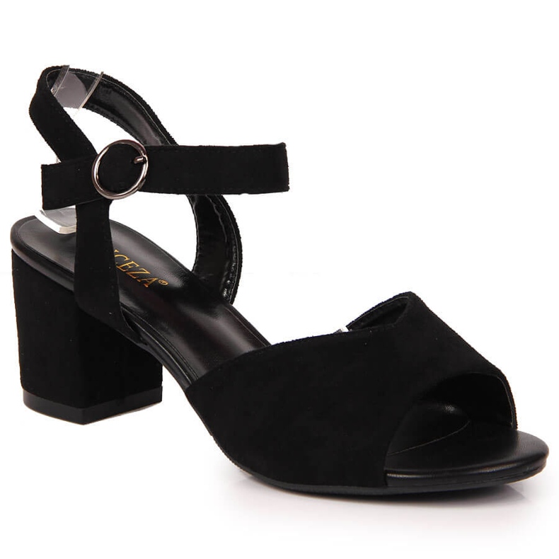 Sandálias femininas no poste de camurça preta Vinceza preto