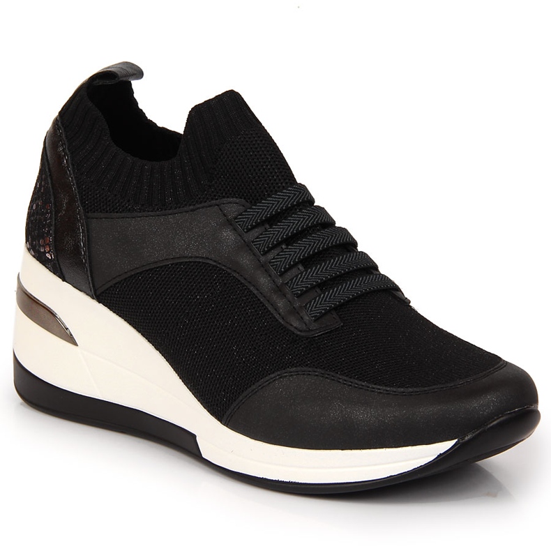 Sapatos femininos de cunha preta, slip on Artiker preto