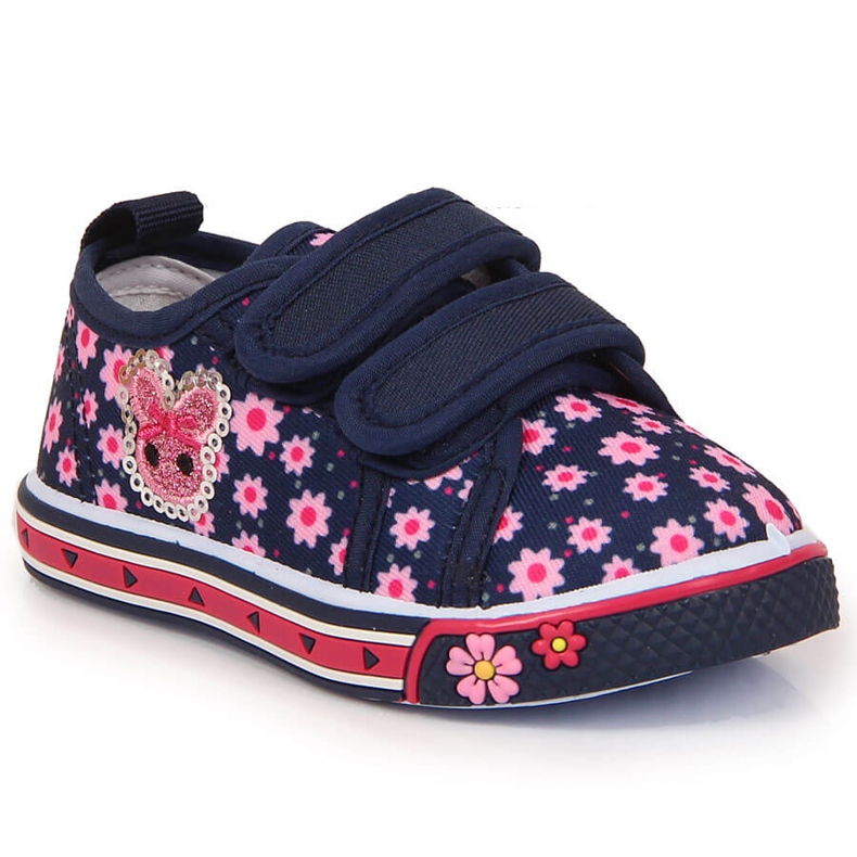 Atletico Sneakers atlético azul marinho com velcro para menina rosa