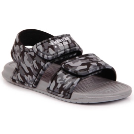 Sandálias de menino em espuma cinzenta com velcro American Club cinza