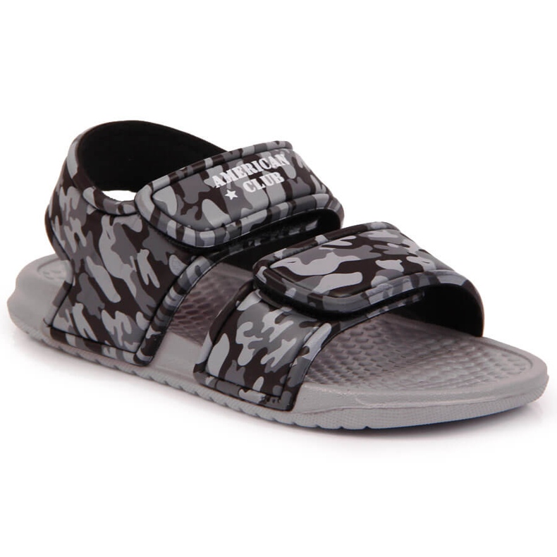 Sandálias de menino em espuma cinzenta com velcro American Club cinza